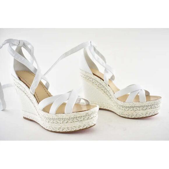 Christian Louboutin Lagoadonna 120 White Lace Up Platform Wedge Sandal Heel 41 - Picture 4 of 12